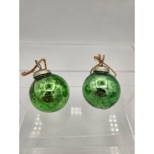 Vintage Kugel Style Green Crackle Mercury Glass Ball Christmas Ornament